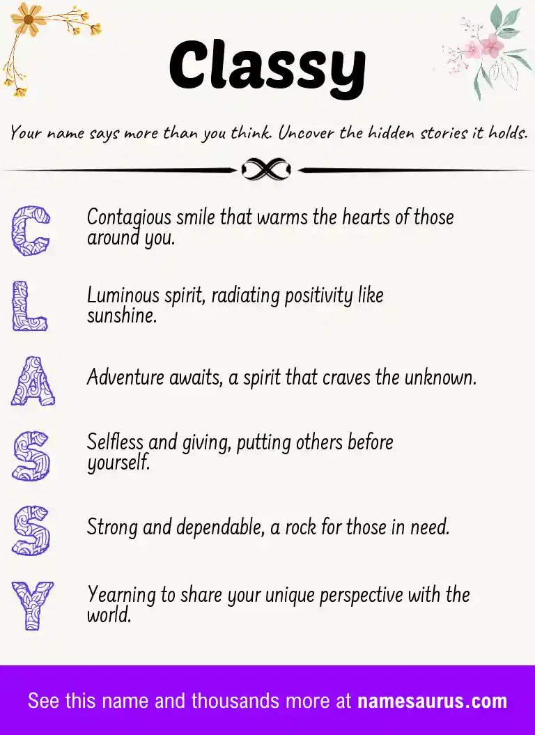 Acrostic poem about Classy.