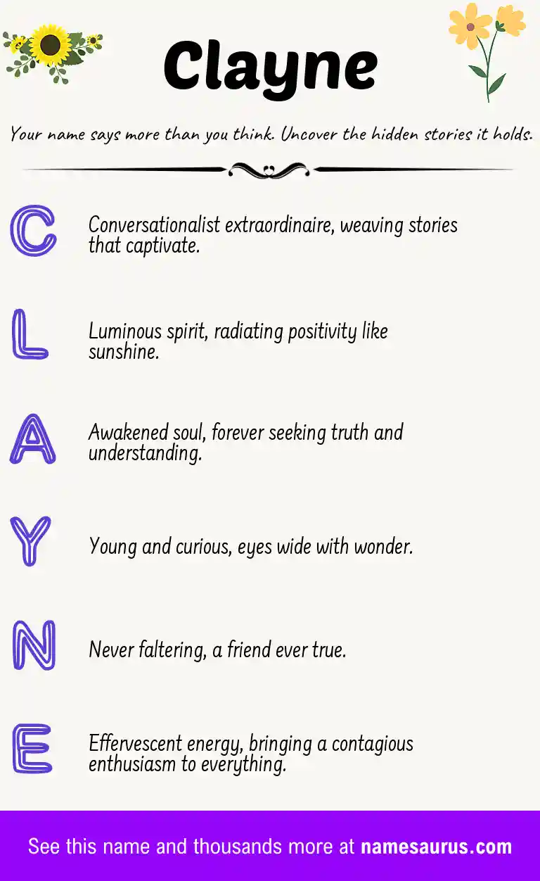 Acrostic poem about Clayne.