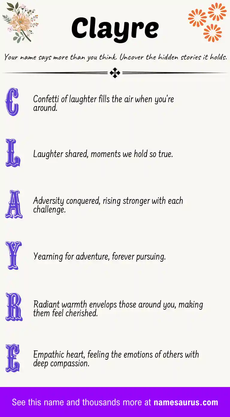 Acrostic poem about Clayre.