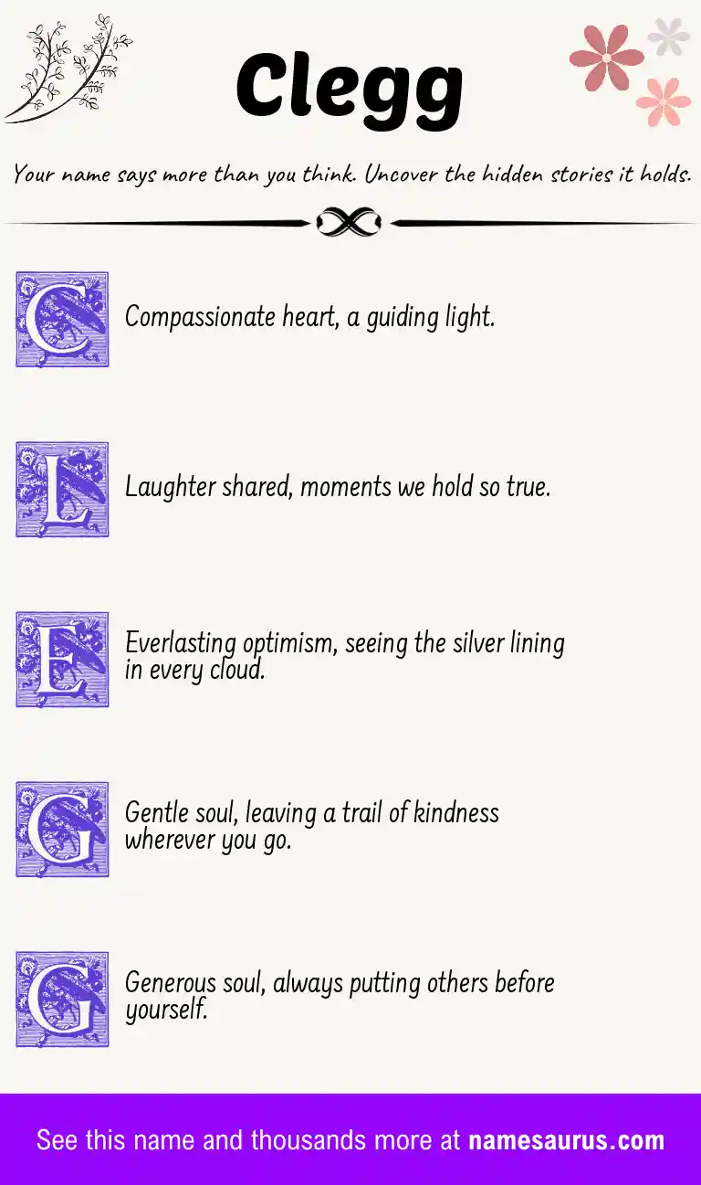 Acrostic poem about Clegg.