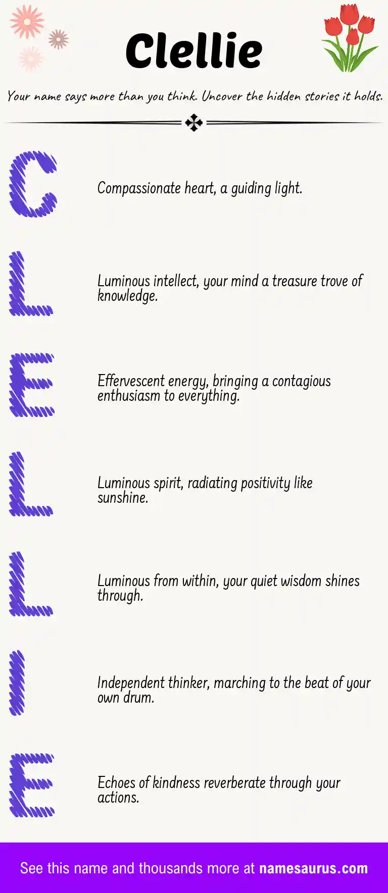 Acrostic poem about Clellie.