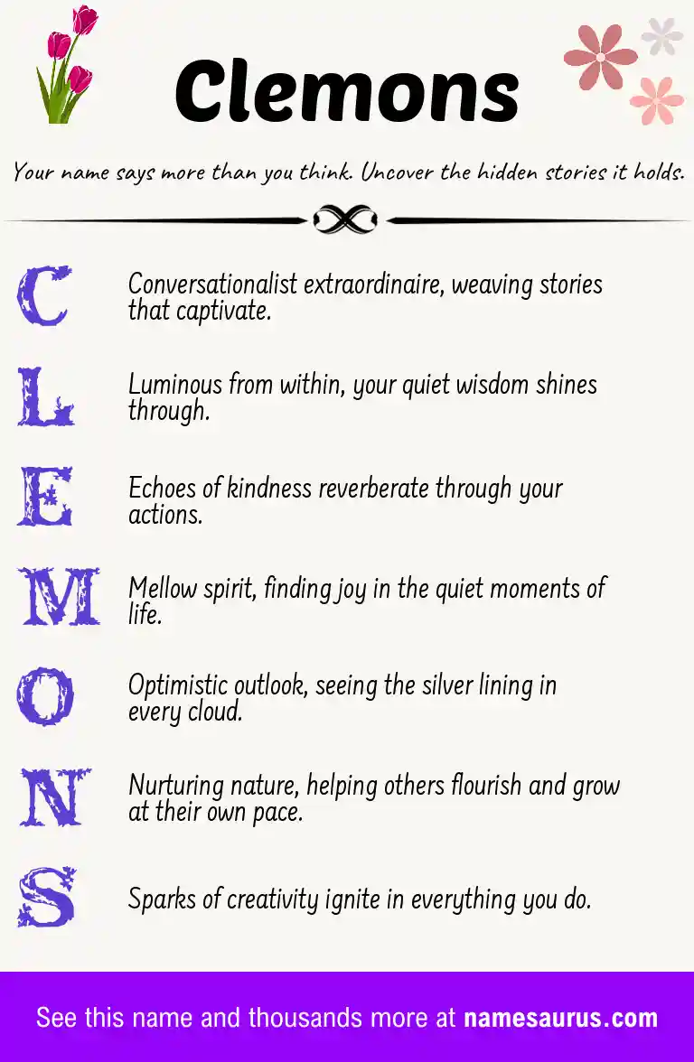 Acrostic poem about Clemons.