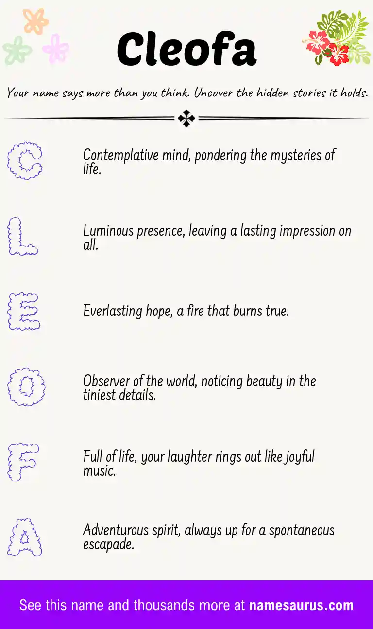 Acrostic poem about Cleofa.