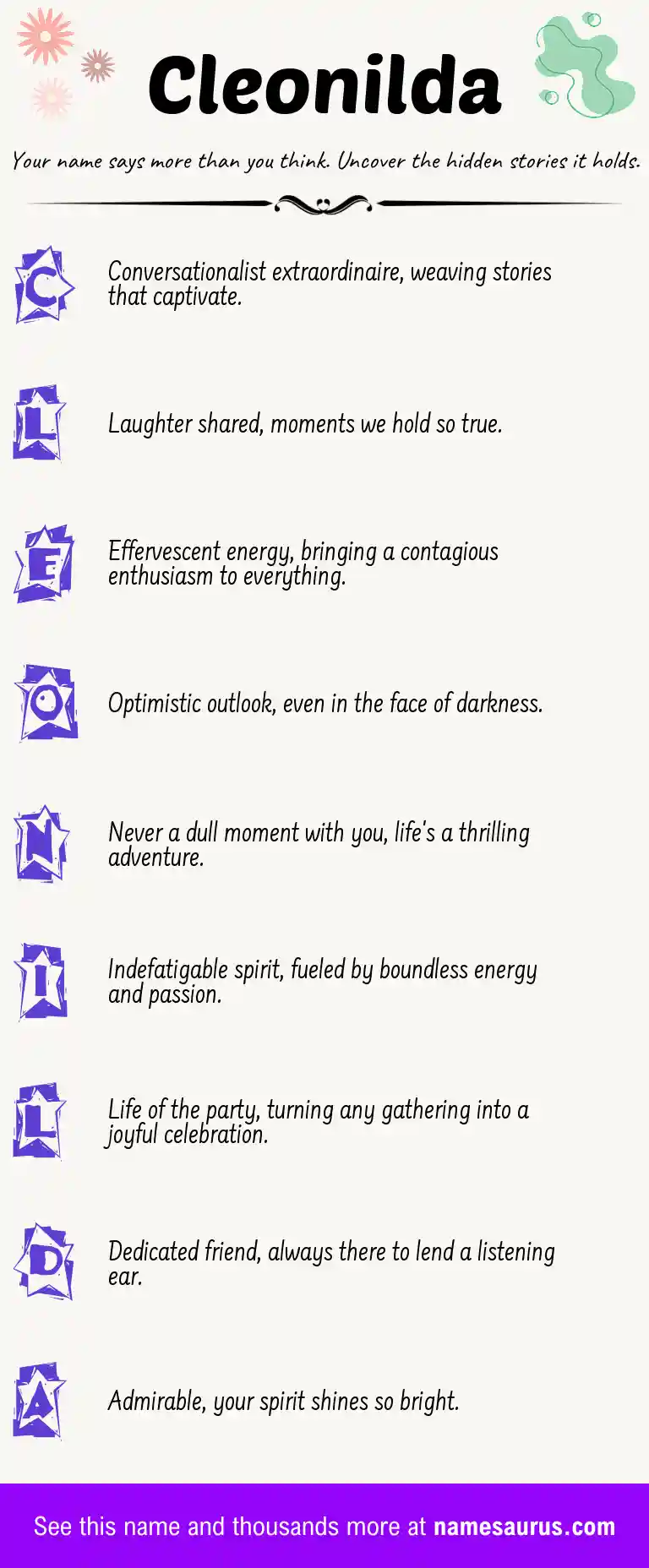 Acrostic poem about Cleonilda.