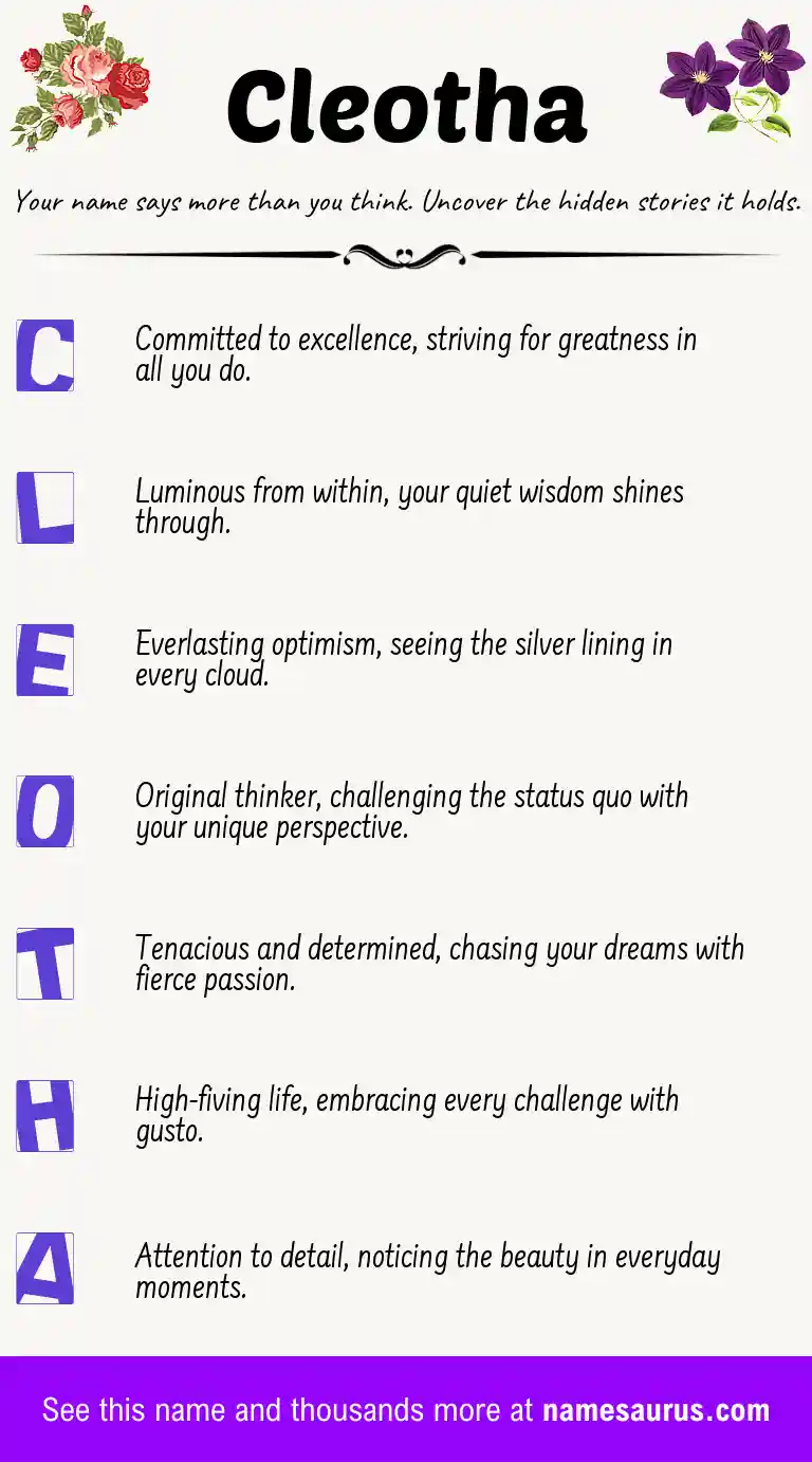 Acrostic poem about Cleotha.