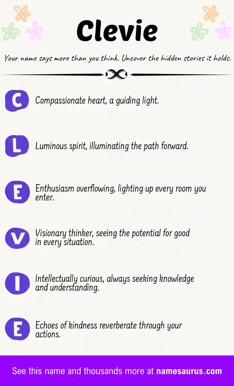 Acrostic poem about Clevie.