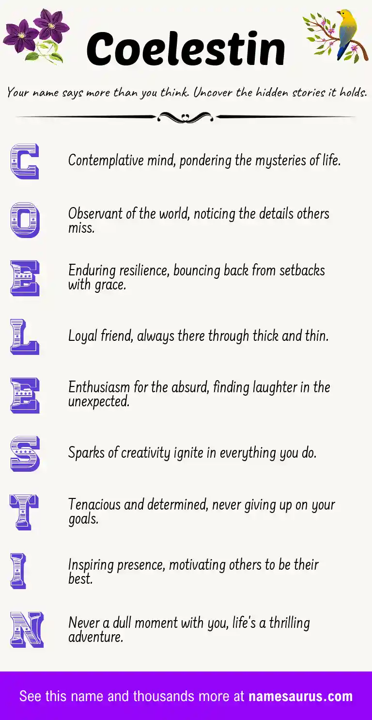 Acrostic poem about Coelestin.