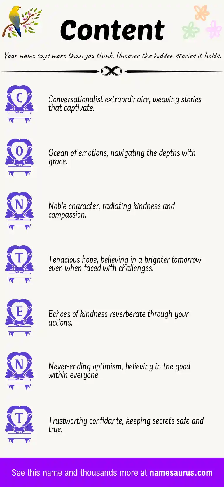 Acrostic poem about Content.