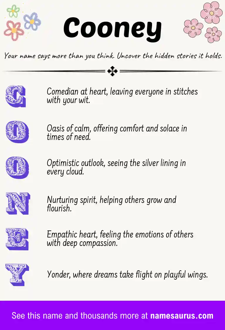 Acrostic poem about Cooney.