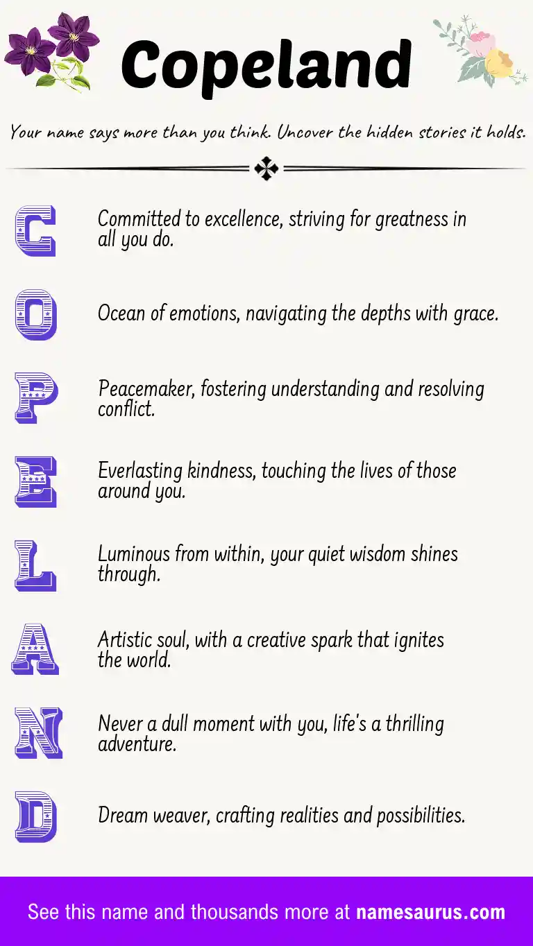 Acrostic poem about Copeland.