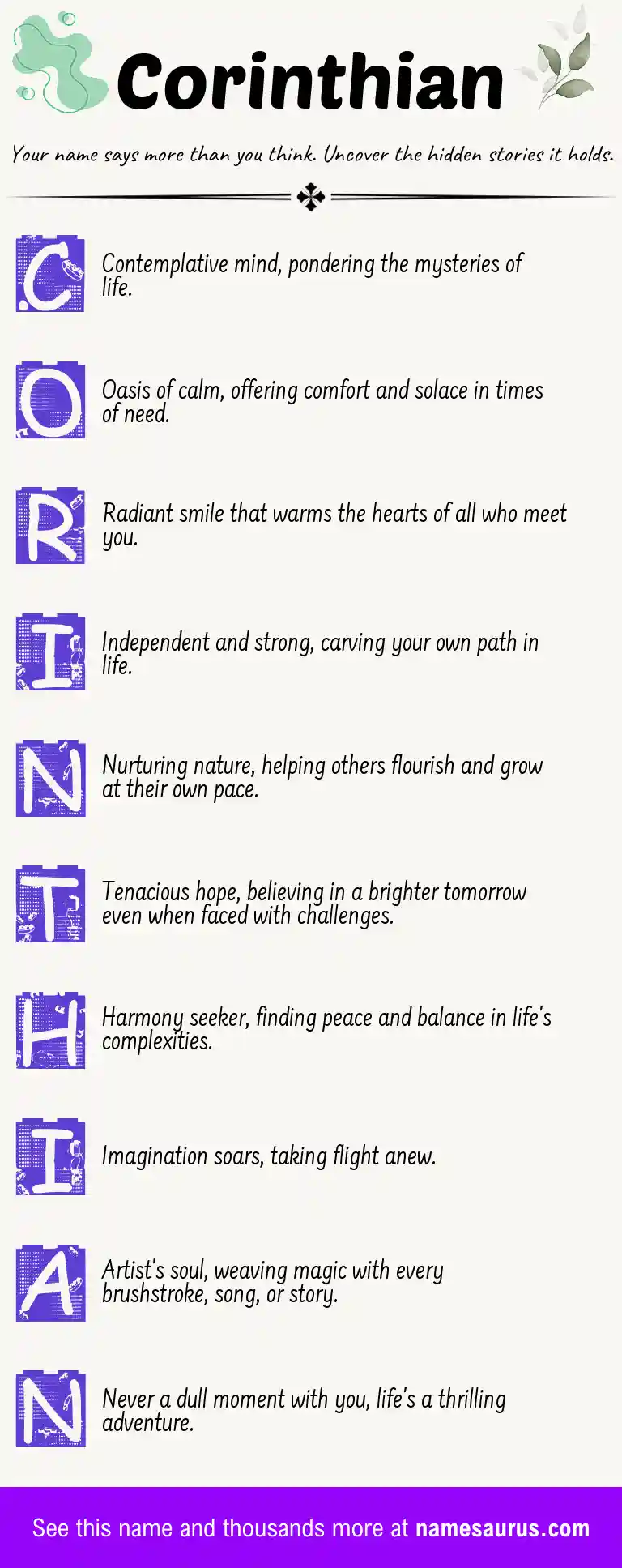 Acrostic poem about Corinthian.