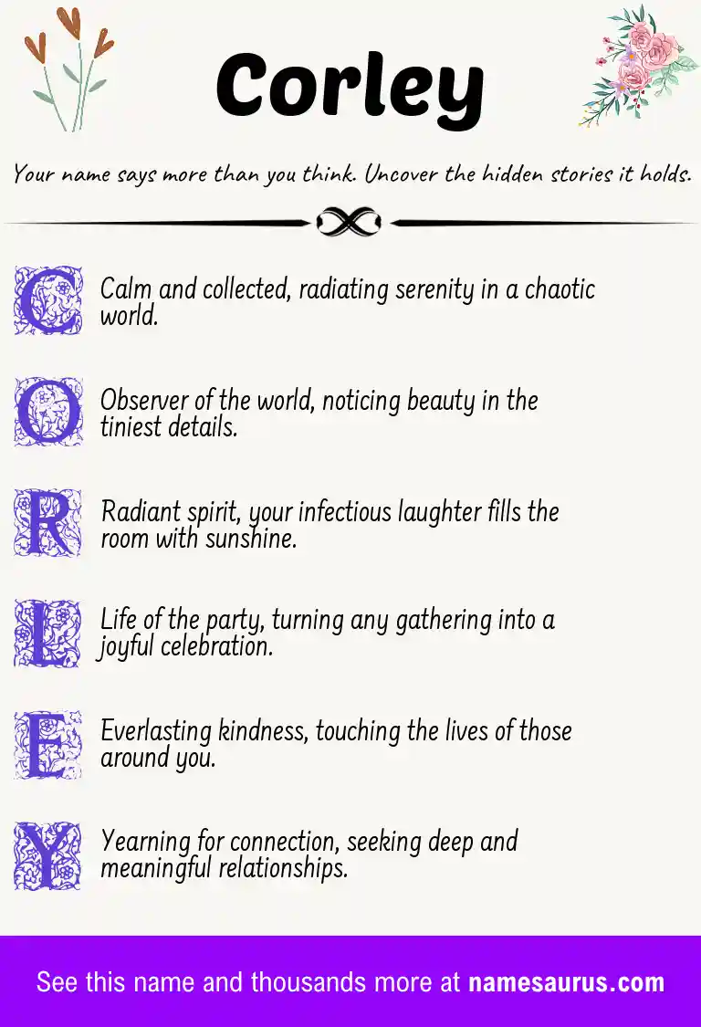 Acrostic poem about Corley.