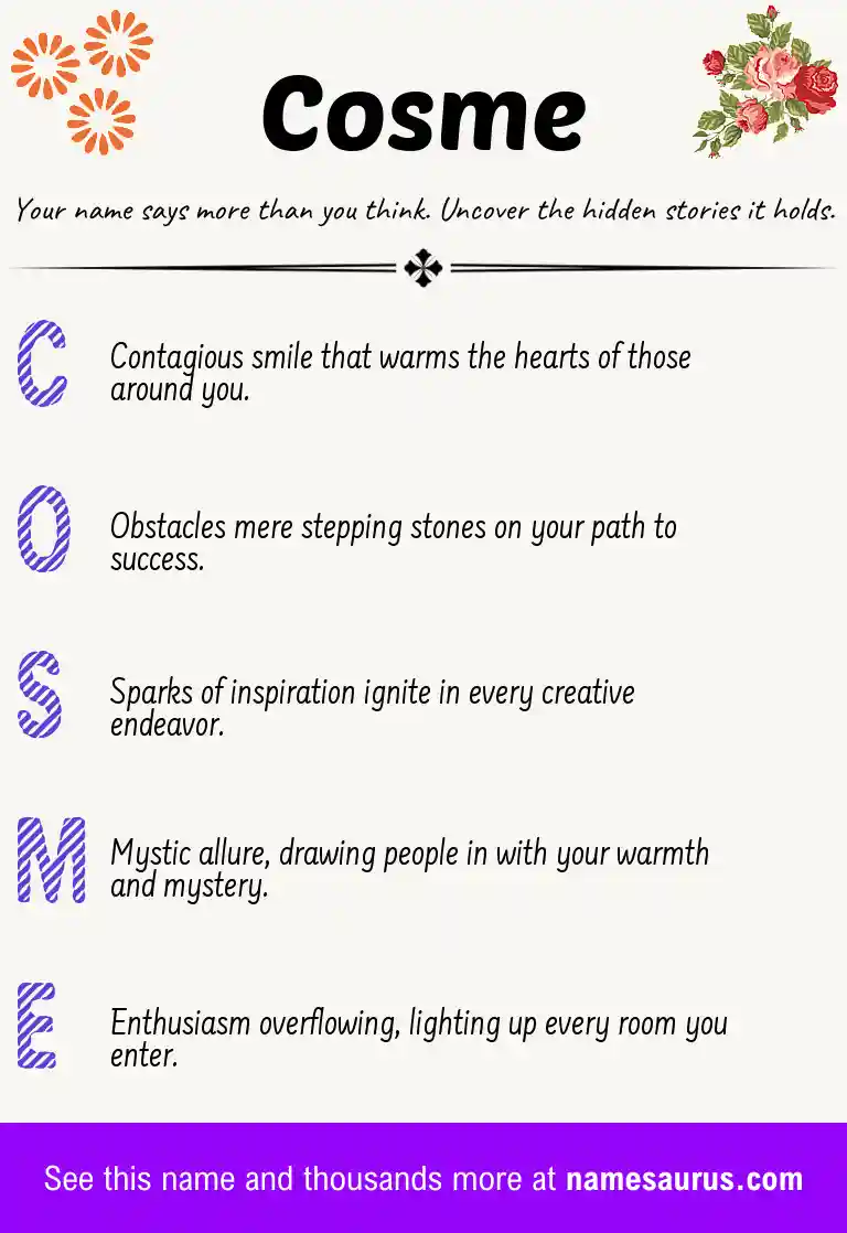 Acrostic poem about Cosme.