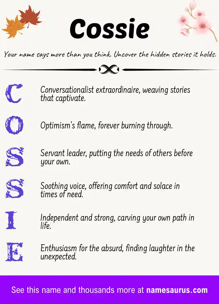 Acrostic poem about Cossie.
