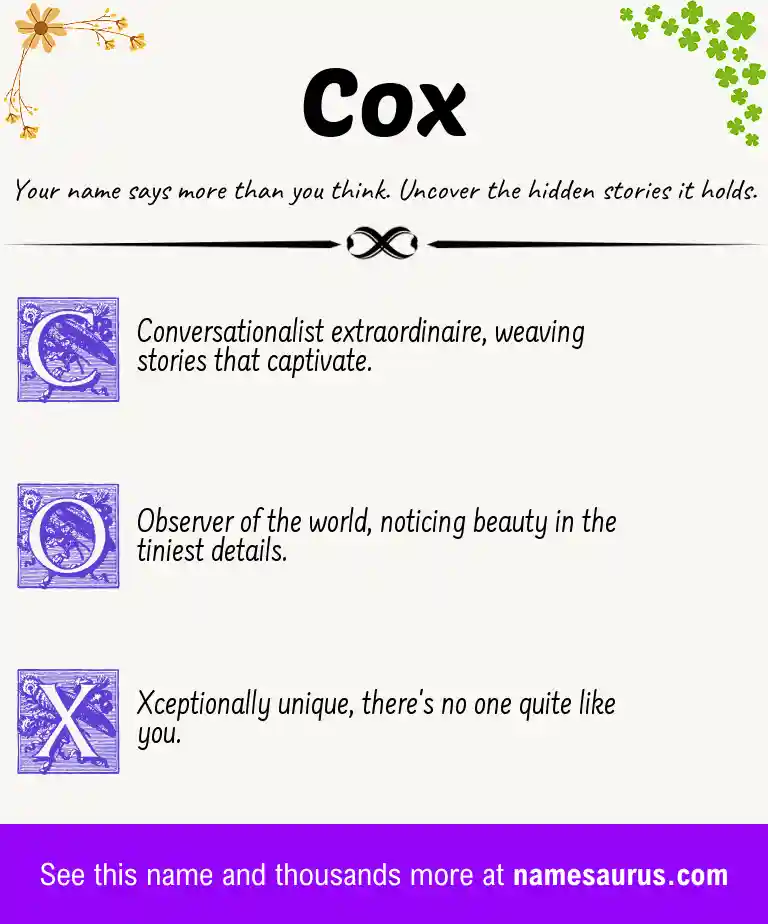 Acrostic poem about Cox.