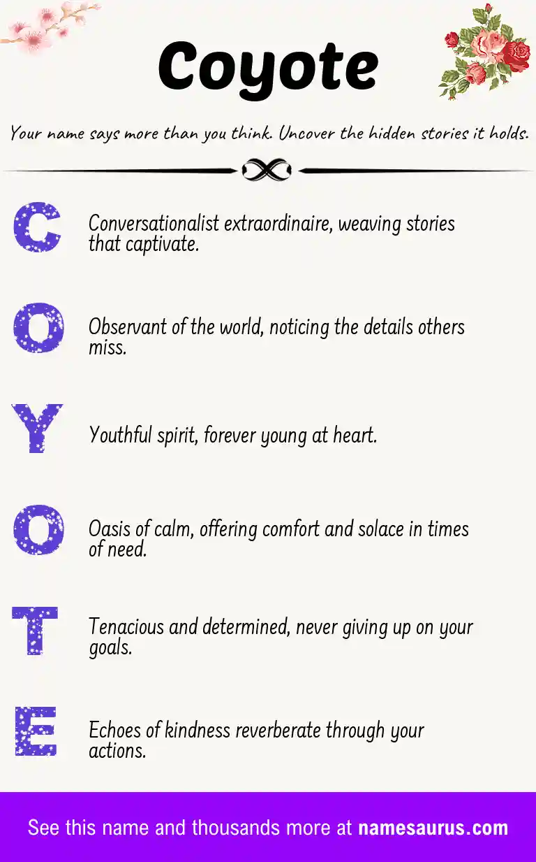 Acrostic poem about Coyote.