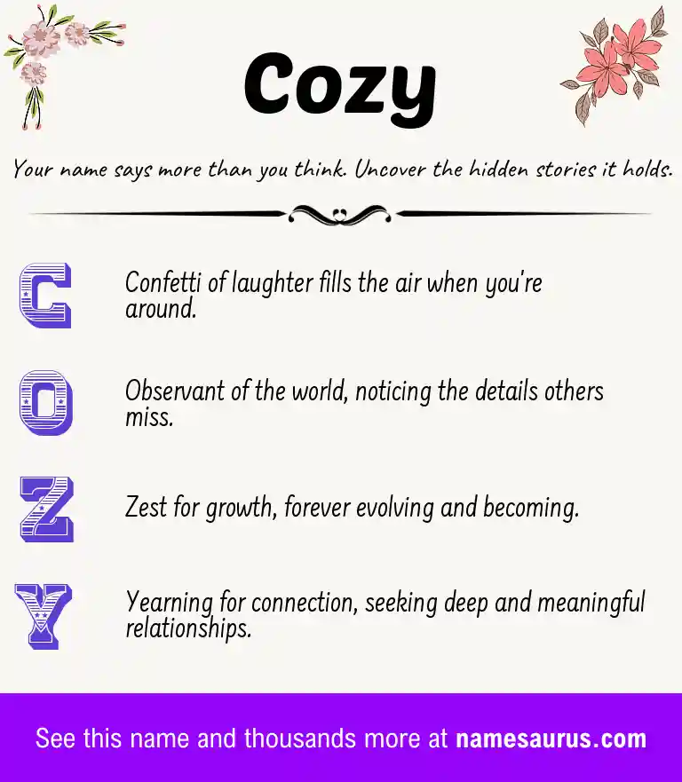 Acrostic poem about Cozy.