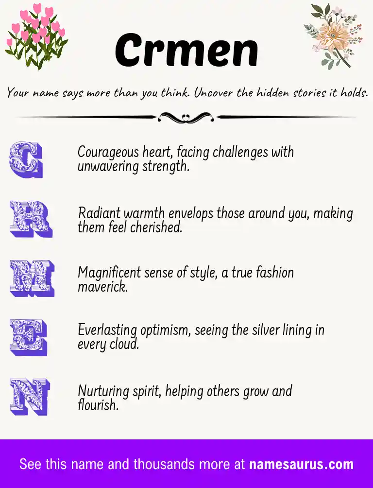 Acrostic poem about Crmen.