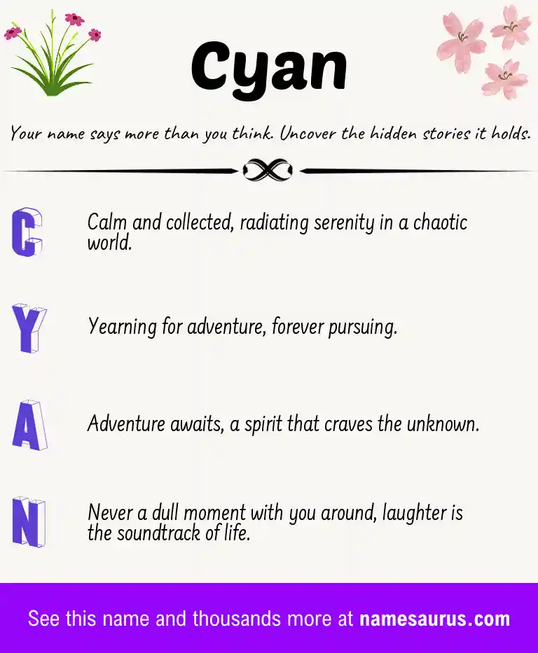 Acrostic poem about Cyan.