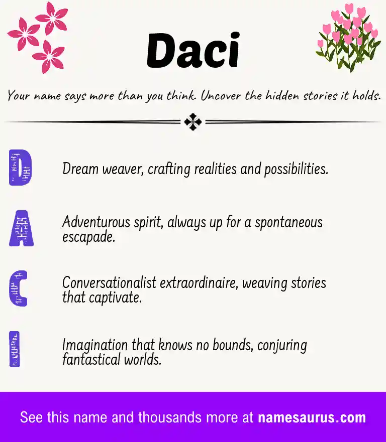 Acrostic poem about Daci.