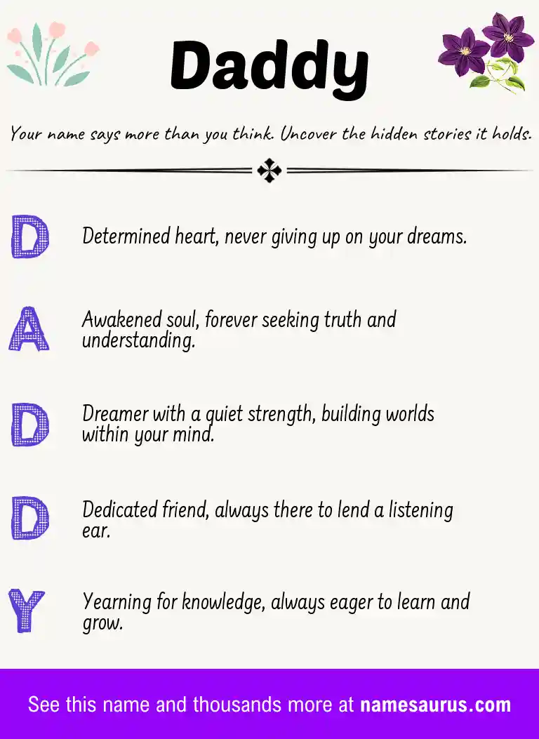 Acrostic poem about Daddy.