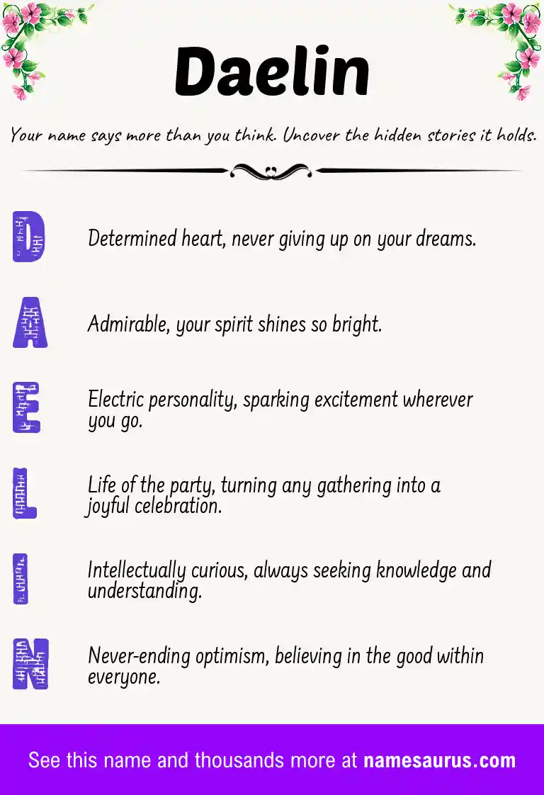 Acrostic poem about Daelin.