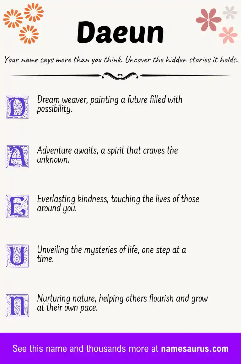 Acrostic poem about Daeun.