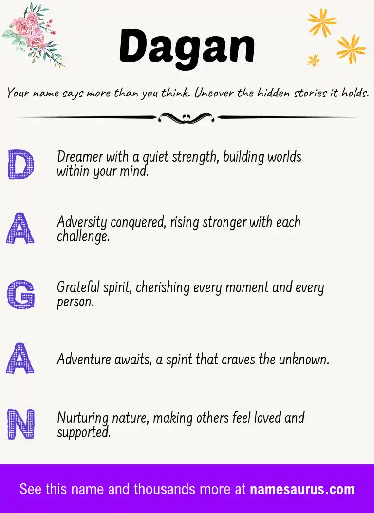 Acrostic poem about Dagan.