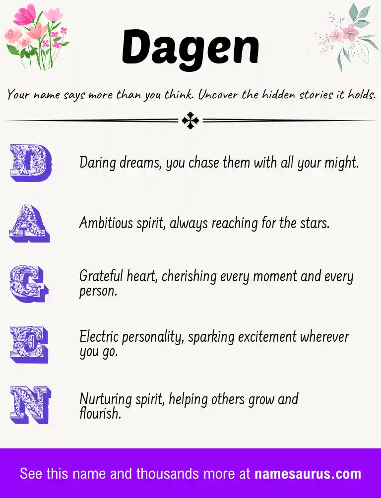 Acrostic poem about Dagen.