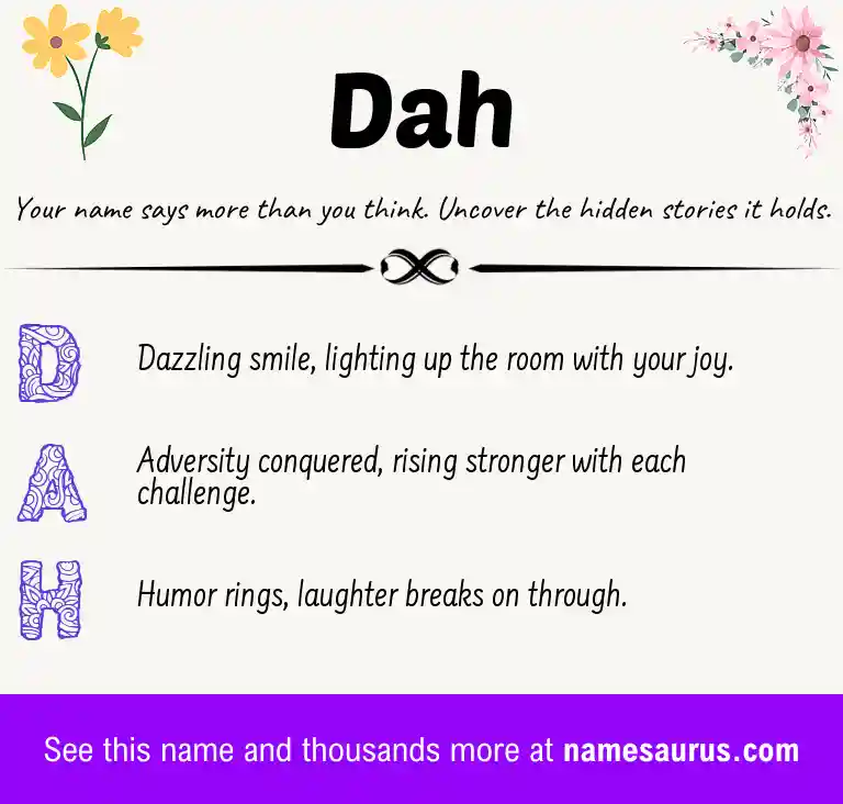 Acrostic poem about Dah.