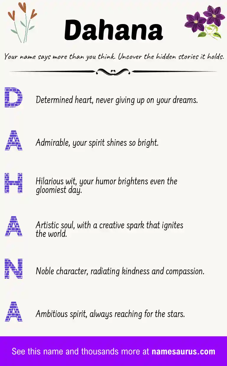 Acrostic poem about Dahana.