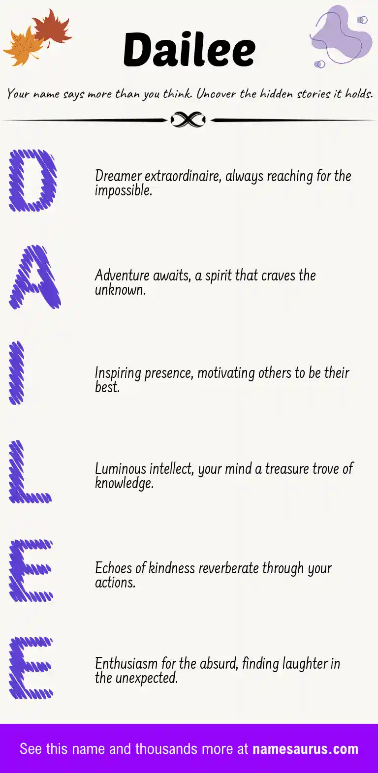 Acrostic poem about Dailee.