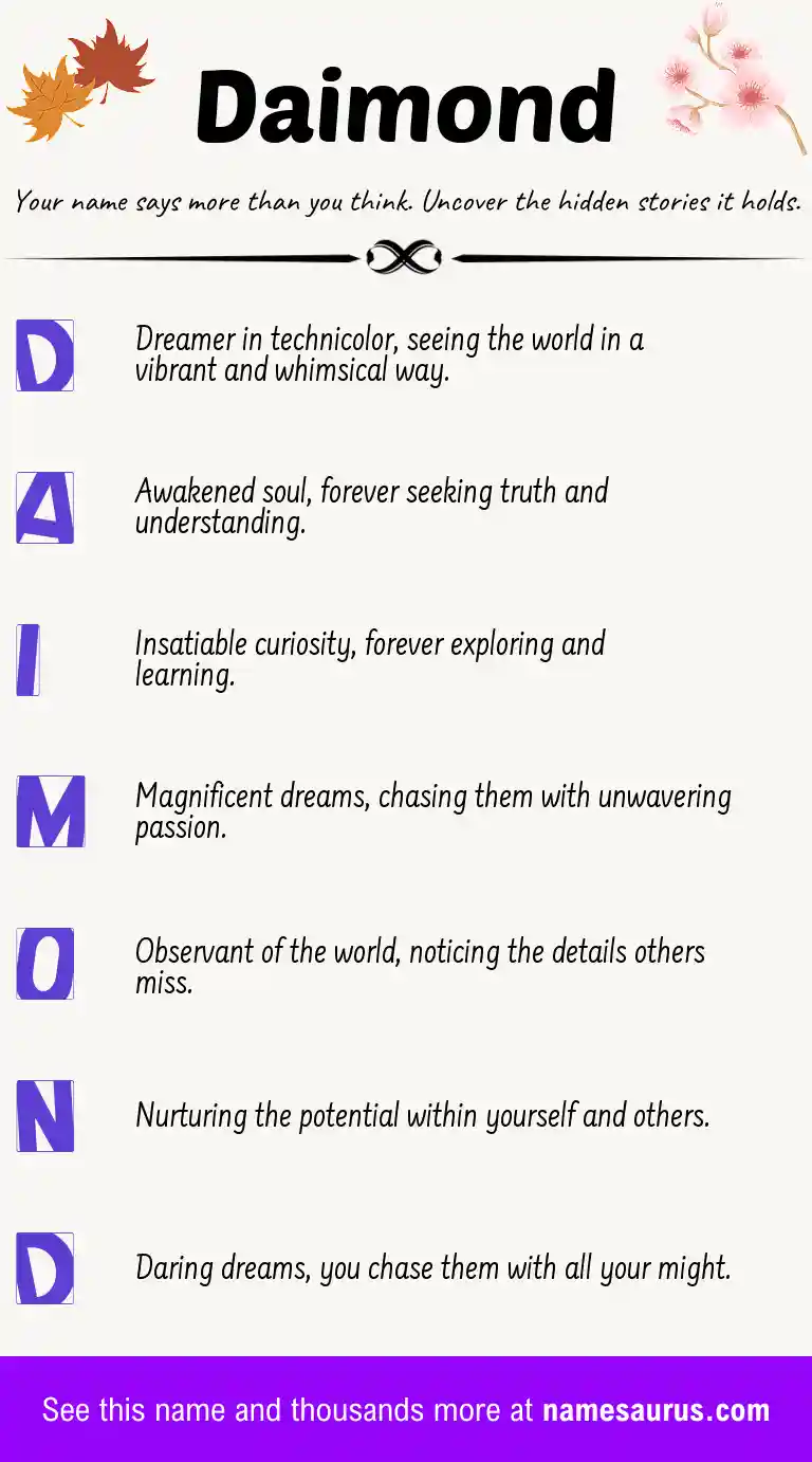 Acrostic poem about Daimond.