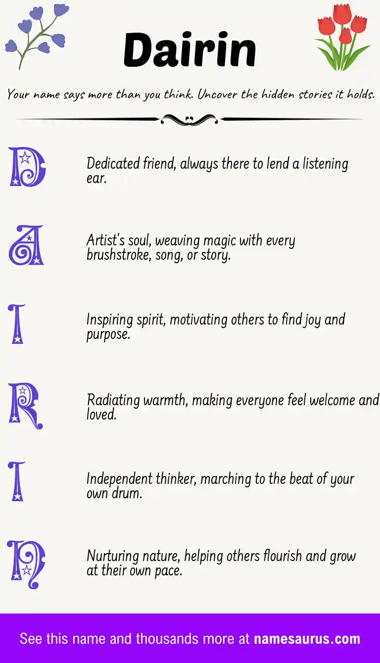 Acrostic poem about Dairin.