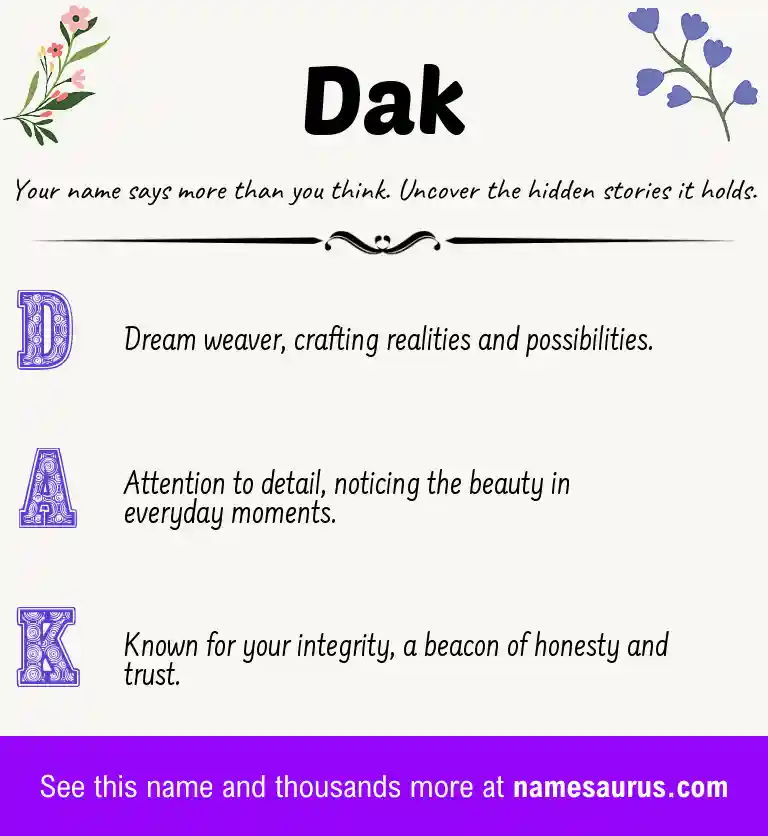 Acrostic poem about Dak.