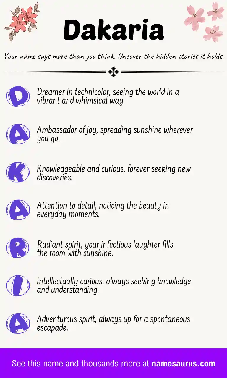 Acrostic poem about Dakaria.