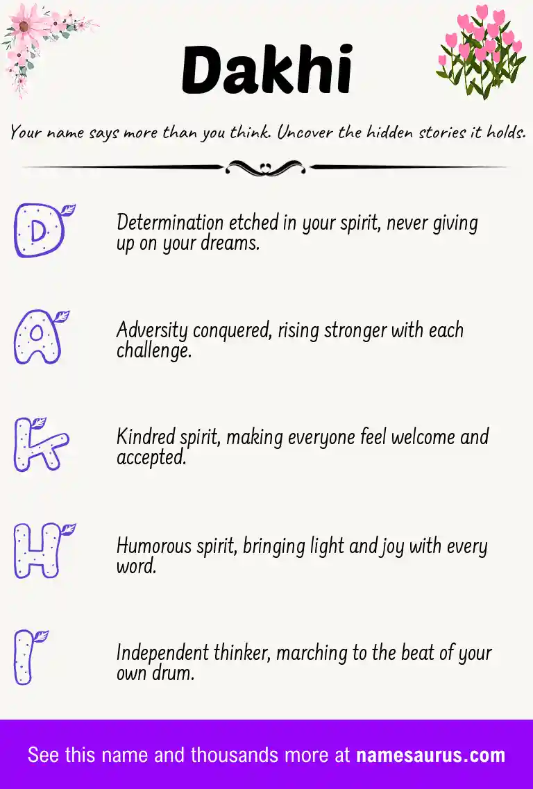 Acrostic poem about Dakhi.
