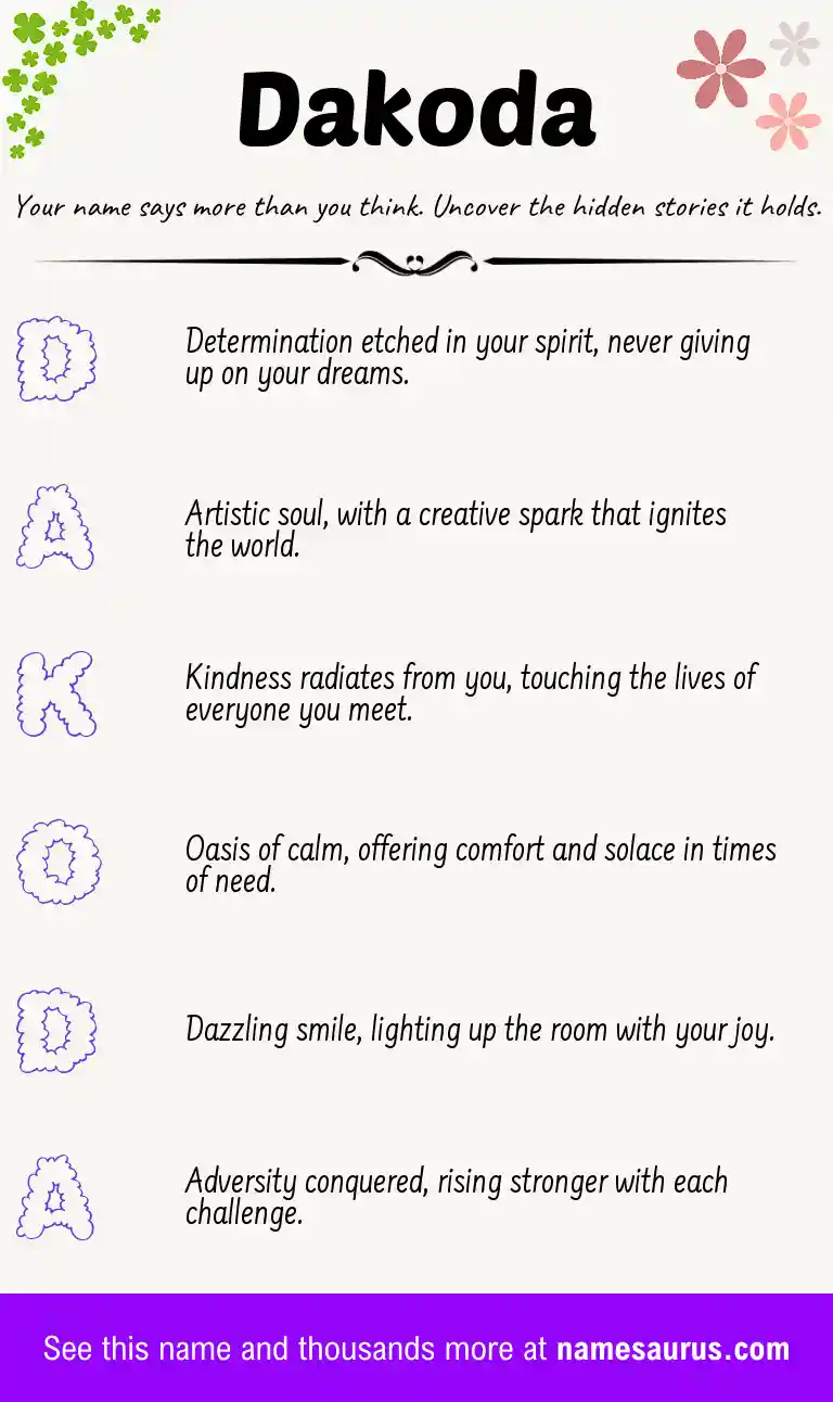 Acrostic poem about Dakoda.