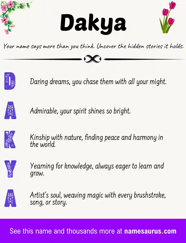Acrostic poem about Dakya.