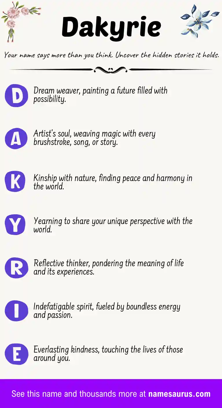 Acrostic poem about Dakyrie.