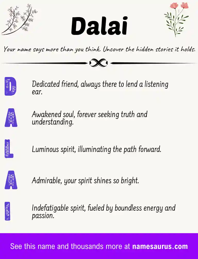 Acrostic poem about Dalai.