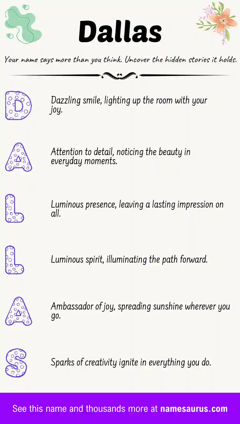 Acrostic poem about Dallas.