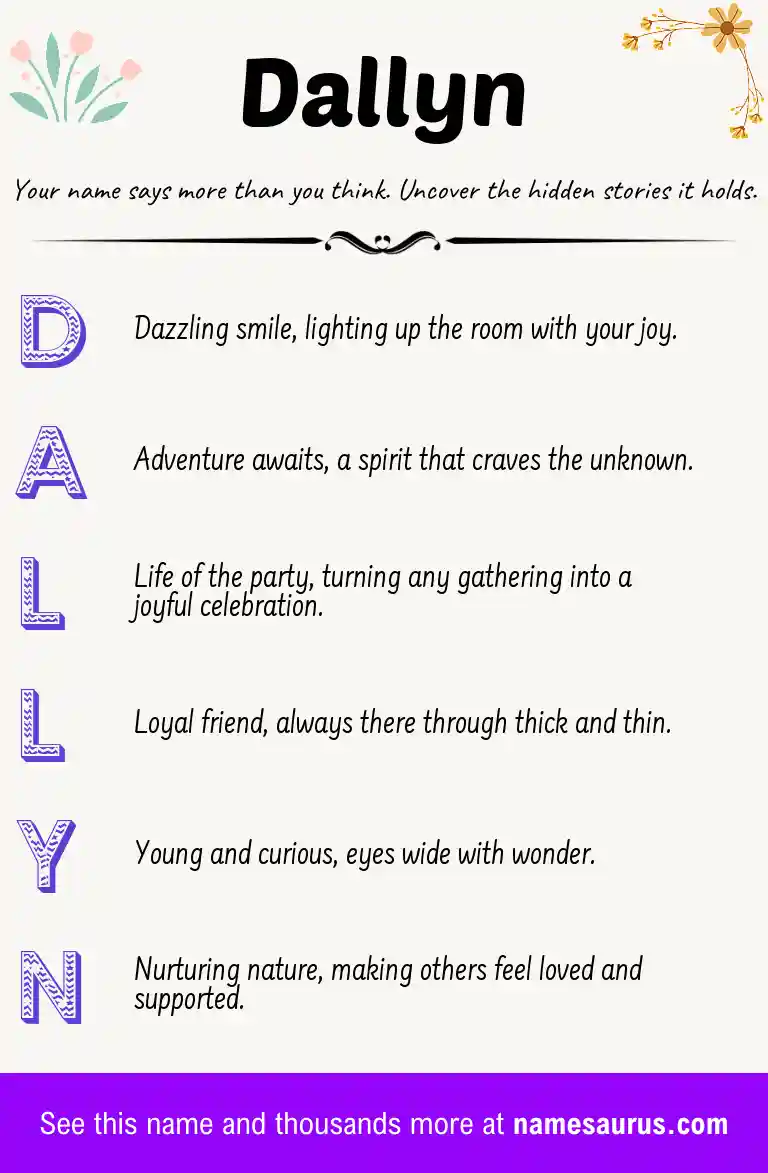 Acrostic poem about Dallyn.