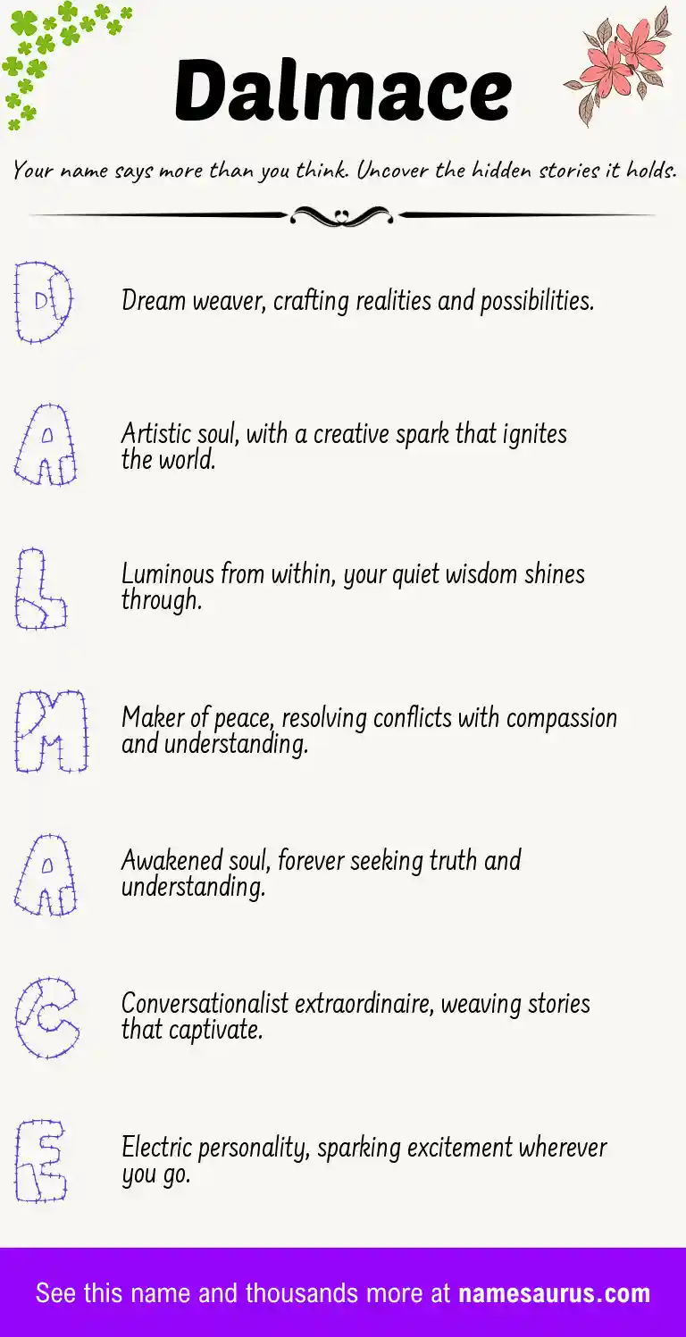 Acrostic poem about Dalmace.