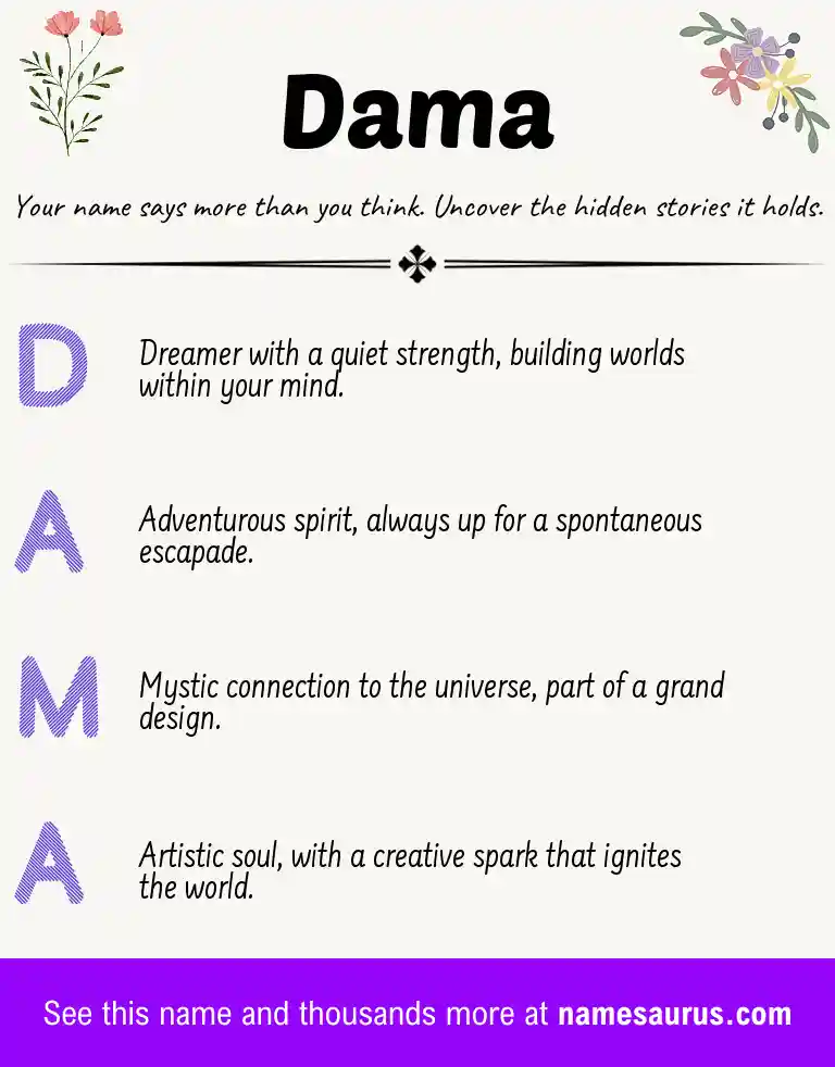 Acrostic poem about Dama.