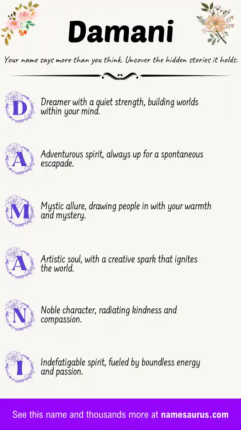 Acrostic poem about Damani.