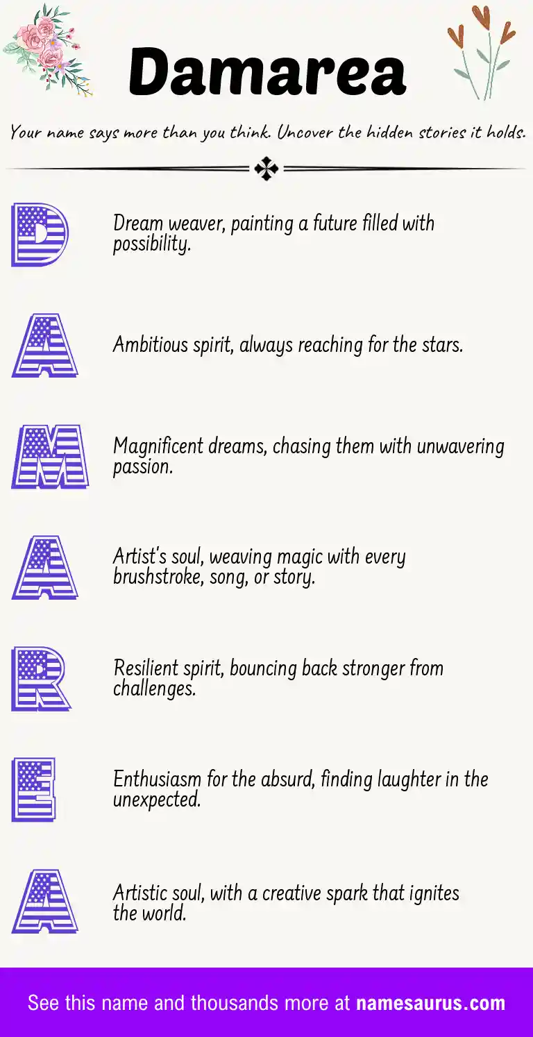 Acrostic poem about Damarea.