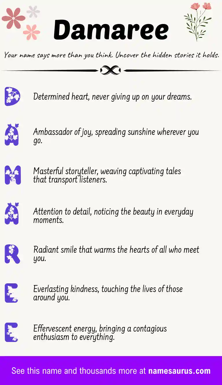 Acrostic poem about Damaree.