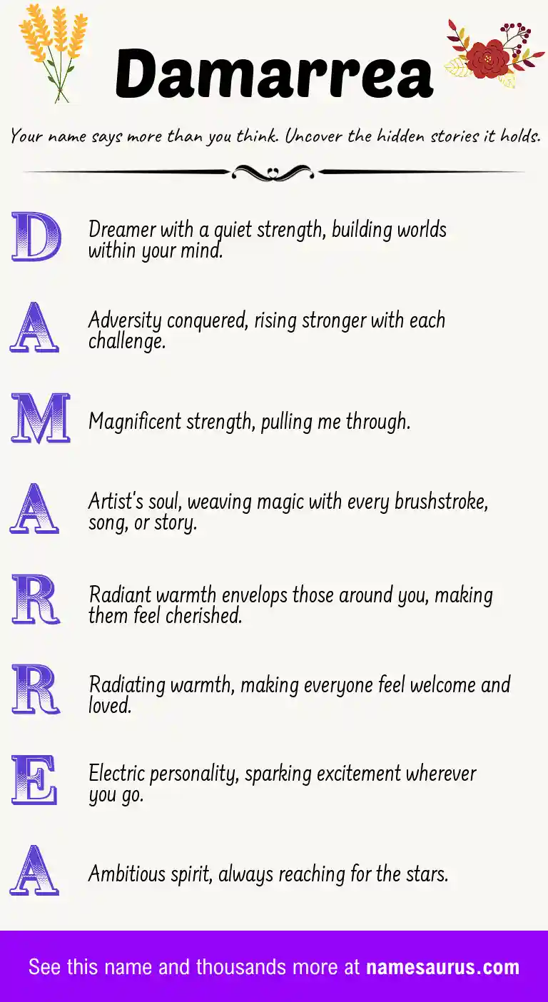 Acrostic poem about Damarrea.