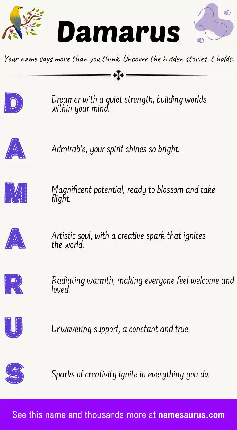 Acrostic poem about Damarus.